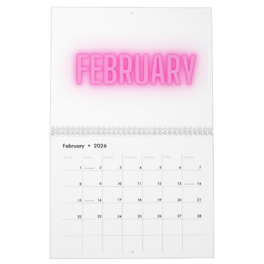 Fun 2026 calendar kalender (Feb 2026)