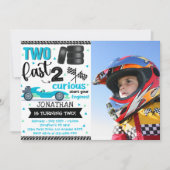 Fun 2nd Birthday Race Car Driver with Photo Kaart (Voorkant)