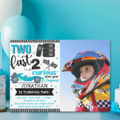 Fun 2nd Birthday Race Car Driver with Photo Kaart