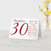 Fun, 30ste verjaardag, dochter, rode en witte teks kaart (Gele Bloem)