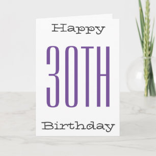 Fun, 30ste verjaardag, grote paarse, zwarte tekst, kaart