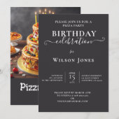 FUN 3 TIERD PIZZA VERJAARDAGSTAARTFEEST KAART (Voorkant / Achterkant)