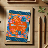 Fun 40 Fabulous Bloemen Girly Kleurrijke Custom Ag Kaart