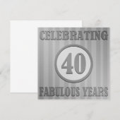 Fun 40th Birthday Party Invites (striped gray) Kaart (Voorkant / Achterkant)