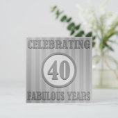 Fun 40th Birthday Party Invites (striped gray) Kaart (Staand voorkant)