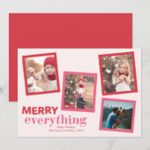 Fun 4 Foto Prettig Alles Roze Feestdagenkaart (Voorkant / Achterkant)