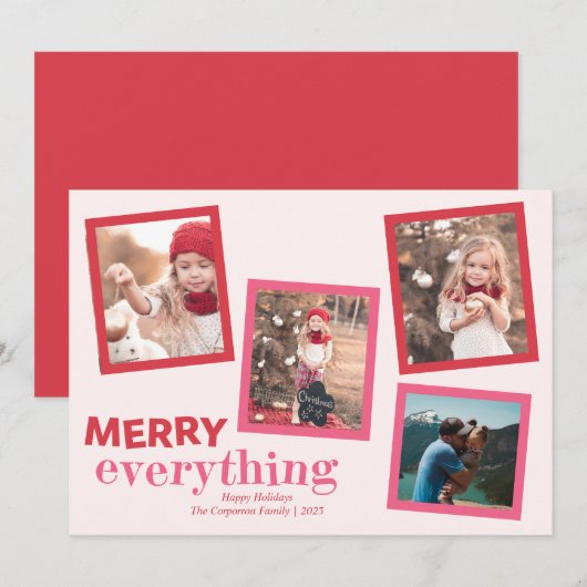 Fun 4 Photo Merry Alles roze Feestdagenkaart (Voorkant / Achterkant)