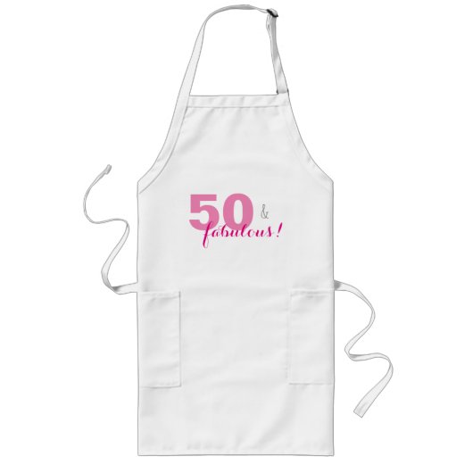 Fun, 50 en verbluffend! Apron met warmroze letters Lang Schort (Voorkant)