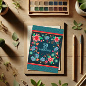 Fun 50 Fabulous Floral Girly Kleurrijke Custom Age Kaart