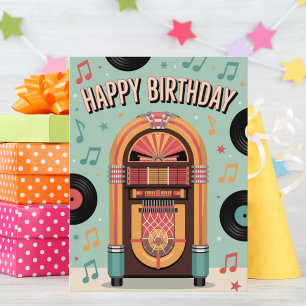 Fun 50s Retro Jukebox, Verjaardag Briefkaart