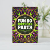 Fun 50th Birthday | Energiegloed|Groovy Rave Party Kaart (Staand voorkant)