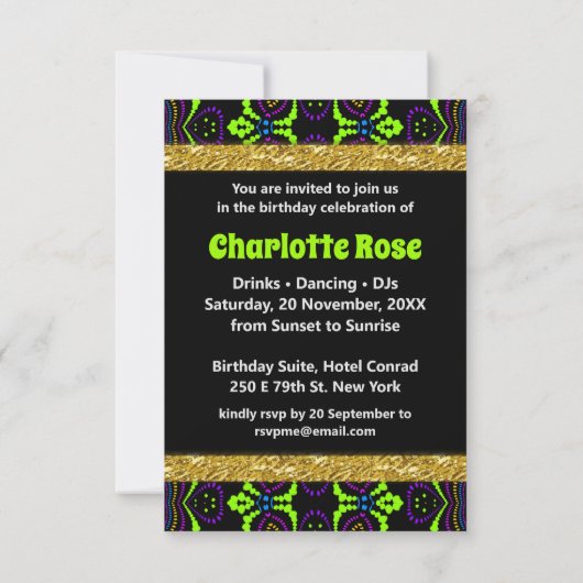 Fun 50th Birthday | Energiegloed|Groovy Rave Party Kaart (Achterkant)