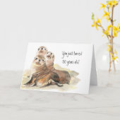 Fun 50th Birthday "Niet opgroeien" Cute Seals Kaart (Gele Bloem)