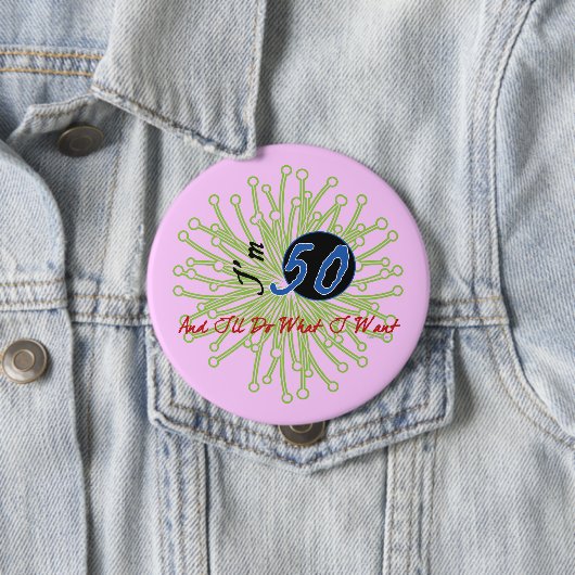 Fun 50th Birthday Party Button (In situ)