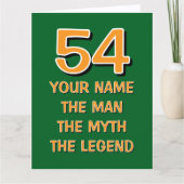 Fun 54th Birthday card | The man myth legend Kaart (Voorkant)