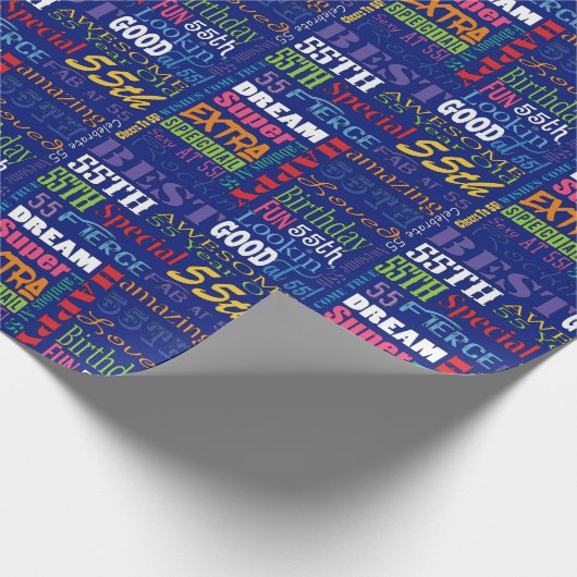 Fun 55th Birthday Party Personalized Monogram Cadeaupapier (Hoek)