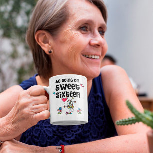 Fun 60 op de Koe van zestien Cartoons zoete sixtee Koffiemok