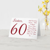 Fun, 60ste verjaardag voor zus, rode en witte teks kaart (Gele Bloem)