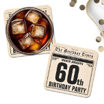 Fun 60th Birthday  Krant Unieke aangepaste editie Kartonnen Onderzetters<br><div class="desc">Fun 60th Birthday  Newspaper Unieke Custom Square Paper Onderzetter. Een cool en grappig verjaardagsontwerp dat lijkt op een  krant! Het is aanpasbaar en kan worden gebruikt voor elke verjaardagsfeestdag! Hulp nodig bij deze sjabloon? Neem contact op met het ontwerp door op de onderstaande knop Bericht te klikken.</div>