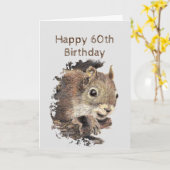 Fun 60th Birthday Nutty Advice from Squirrel Humor Kaart (Gele Bloem)