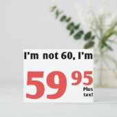 Fun 60th Birthday Plus Tax Briefkaart (Staand voorkant)