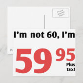 Fun 60th Birthday Plus Tax Briefkaart (Voorkant / Achterkant)