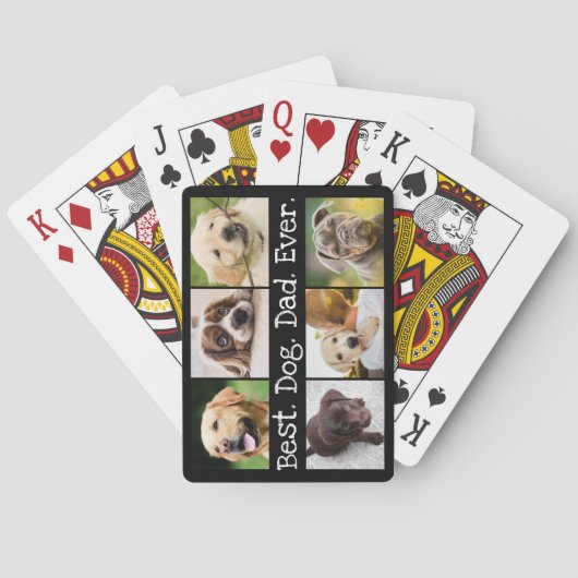 Fun 6 Foto Best Dog Pap Ever Collage Persoonlijk Pokerkaarten (Achterkant)