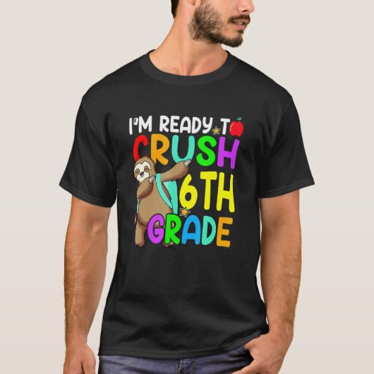 Fun 6th Fourth Grade Dabbing Sloth Back To School  T-shirt (Voorkant)