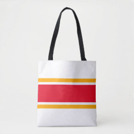 Fun 70s Helder Rood Geel Racing Stripes op Wit Tote Bag