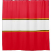 Fun 70s Helder Rood Sinaasappel Wit Racing Stripes Douchegordijn (Voorkant)