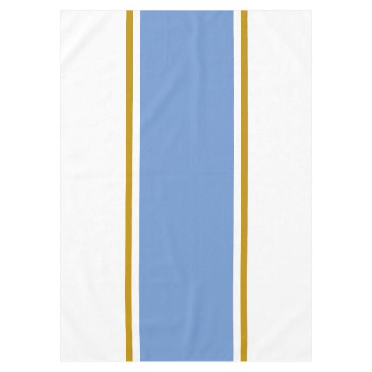 Fun 70s Lichtblauw Bruin Racing Stripes op Wit Tafelkleed (Voorkant)