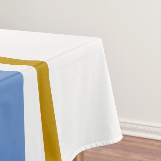 Fun 70s Lichtblauw Bruin Racing Stripes op Wit Tafelkleed (Voorbeeld)