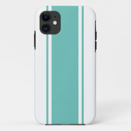 Fun 70s Nod Wide Aqua Racing Stripes op wit Case-Mate iPhone Case