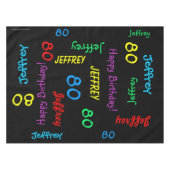 FUN 80th Birthday Party, Herhalingsnamen zwart Tafelkleed (Voorkant (Horizontaal))