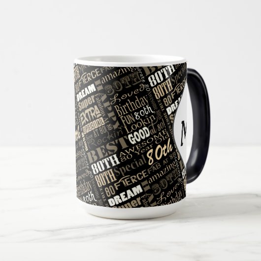 Fun 80th Birthday Party Personalized Monogram Magische Mok (Voorkant rechts)