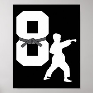 Fun 8th Birthday Karate Taekwondo 8 jaar oude jong Poster