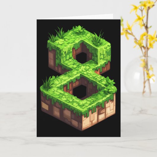 Fun 8th Birthday Number 8 Video Gamer Pixel Themed Kaart (Gele Bloem)