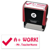 Fun "A+ WORK!" + Rubberstempel voor instructeur Zelfinktende Stempel (In situ)