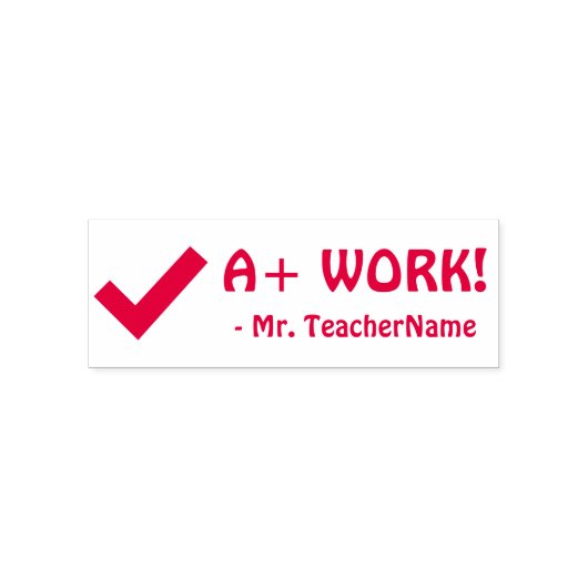 Fun "A+ WORK!" + Rubberstempel voor instructeur Zelfinktende Stempel (Design)