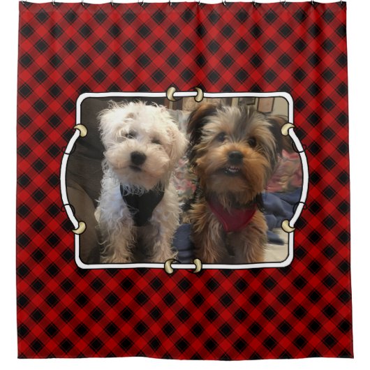 Fun, aangepast kerstrood en zwart, foto-Lijst Douchegordijn (Voorkant)