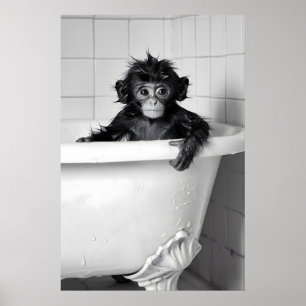 Fun Aap Bubbelbad Print Grappige Badkamer