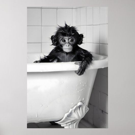 Fun Aap Bubbelbad Print Grappige Badkamer (Voorkant)