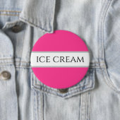 Fun Aardbei ICE CREAM Pink White Stripes Button (In situ)