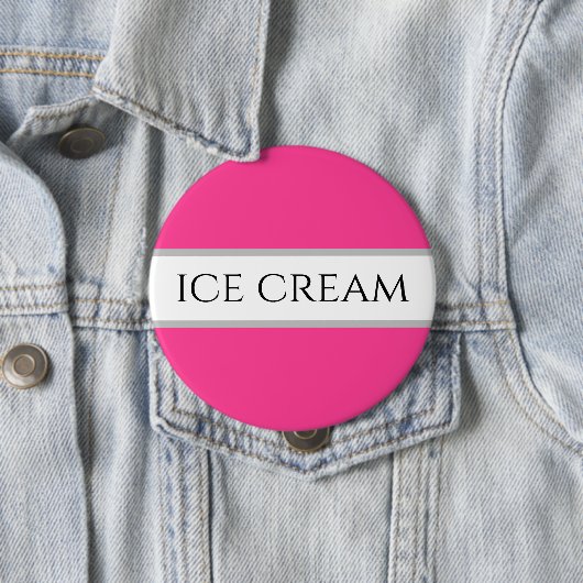 Fun Aardbei ICE CREAM Pink White Stripes Button (In situ)