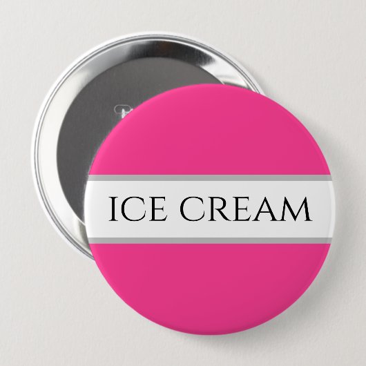 Fun Aardbei ICE CREAM Pink White Stripes Button (Voorkant /achterkant)