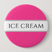 Fun Aardbei ICE CREAM Pink White Stripes Button (Voorkant)