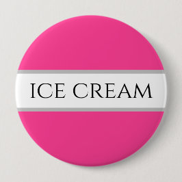 Fun Aardbei ICE CREAM Pink White Stripes Button