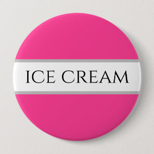 Fun Aardbei ICE CREAM Pink White Stripes Button