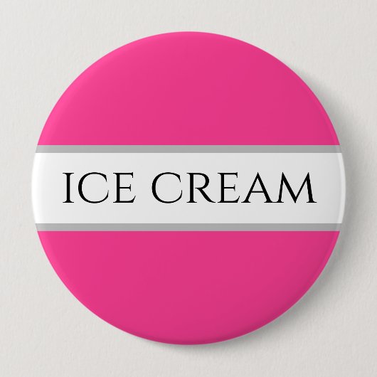 Fun Aardbei ICE CREAM Pink White Stripes Button (Voorkant)