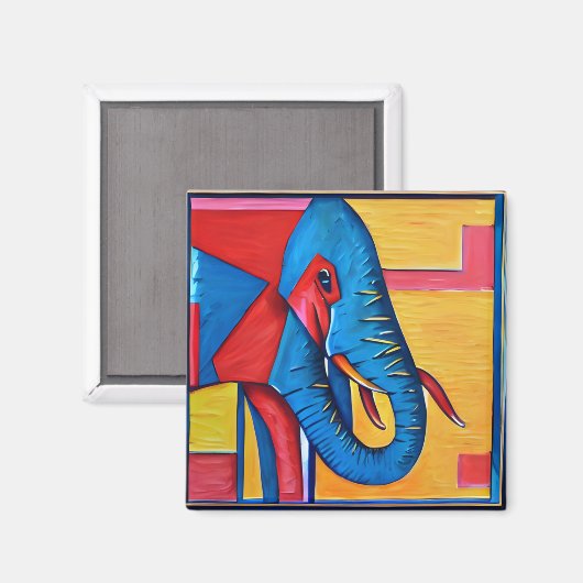 Fun Abstract Artsy Little Elephant Magneet (Voorkant / Achterkant)
